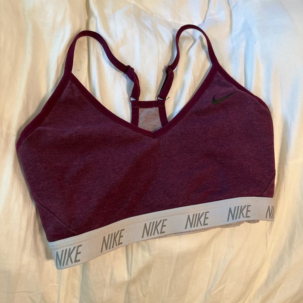 Nike Maroon Sports Bralette | Racerback Logo Band | Size Small